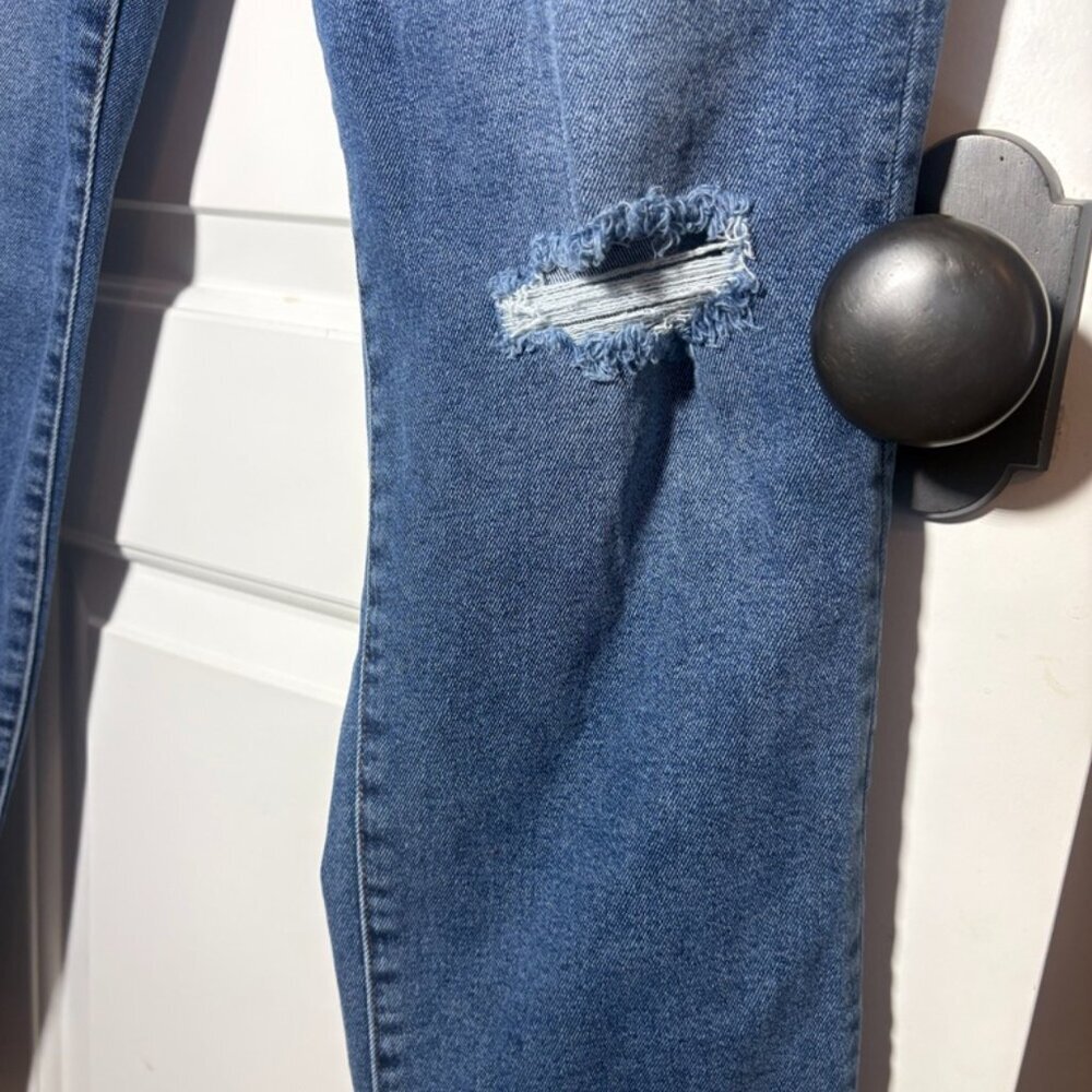 Pilcro and the Letterpress Blue Distressed Straight-Leg Jeans - Picture 4 of 14